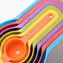 Measuring Cups and Spoons Set, Plastic, Multicolor, 6 Pieces, 250ml to 7.5ml Sizes, Dishwasher Safe