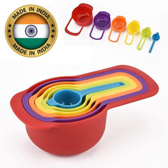 Measuring Cups and Spoons Set, Plastic, Multicolor, 6 Pieces, 250ml to 7.5ml Sizes, Dishwasher Safe