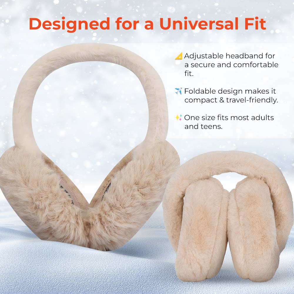 ZIBELL Winter Ears Warmer Earmuffs Women Fluffy Earflap Headband Plush Foldable Earflap Ear Muffs