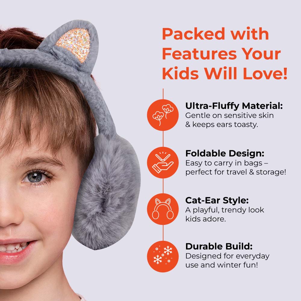 Winter Cat Ears Warmer Earmuffs Women Fluffy Earflap Headband Glitter Ears Plush Foldable Earflap Ear Muffs