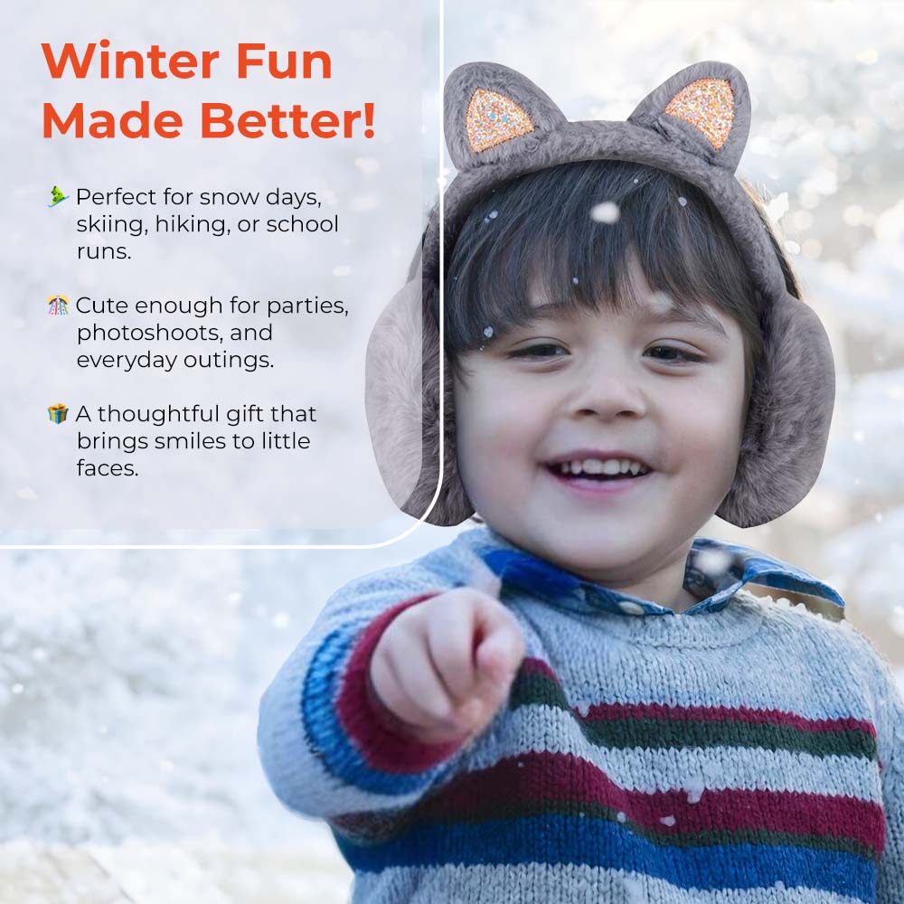 Winter Cat Ears Warmer Earmuffs Women Fluffy Earflap Headband Glitter Ears Plush Foldable Earflap Ear Muffs