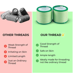 Organic Cotton Thread for Eyebrows Threading Thread Eyebrow Facial Hair Upperlips Shaping Hair Removal Thread for Forehead Chin Hair | Thread for Salon Spa Home Green 8 Spools x 300m by Zibell