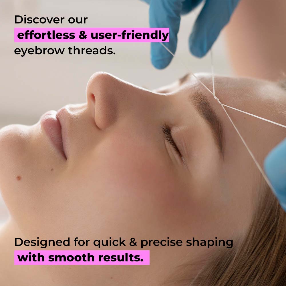 Organic Cotton Eyebrow Threading Thread Tool for Women - 10 Spools x 300 Meters - Thread for Eyebrows Threading - Upperlips Shaping - Forehead Chin Hair Removal Thread - Salon Spa Home by Zibell